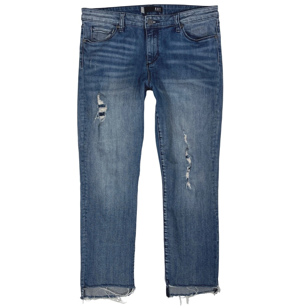 KUT from the Kloth Reese Ankle Straight Jeans 12 90s Minimalist 34 Stretch Retro